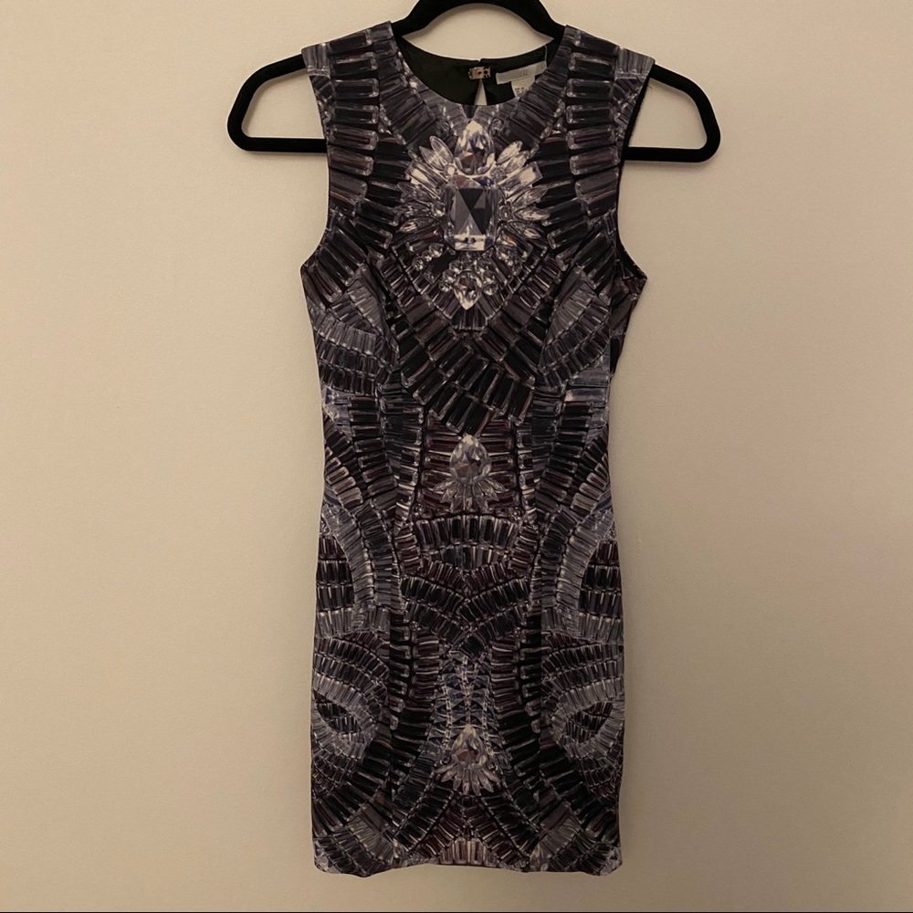 H&M gray gem / jewel print sheath dress